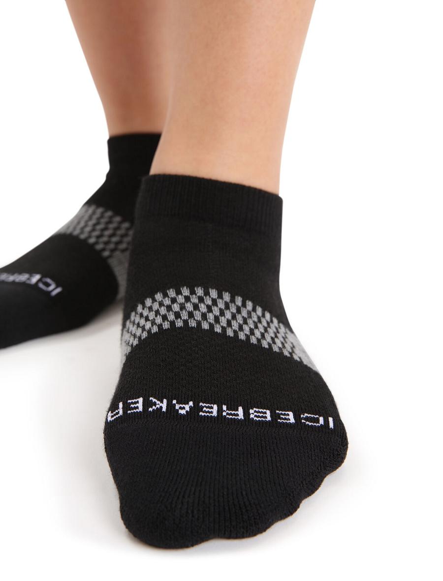 Black / Snow Women's Icebreaker Merino Multisport Light Micro Socks | USA 1445QMAZ